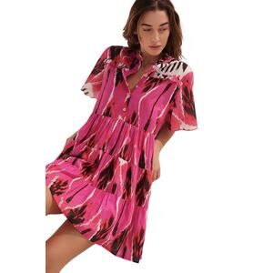 Ro's Garden Vibeka Cotton Dress Button Pink Anthropologie Tuckernuck Extra Large